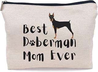 Best Doberman Mom Ever Makeup Bag, Funny Doberman Puppy Dog Cosmetic Makeup Bag for Women, Dog Lovers, Travel