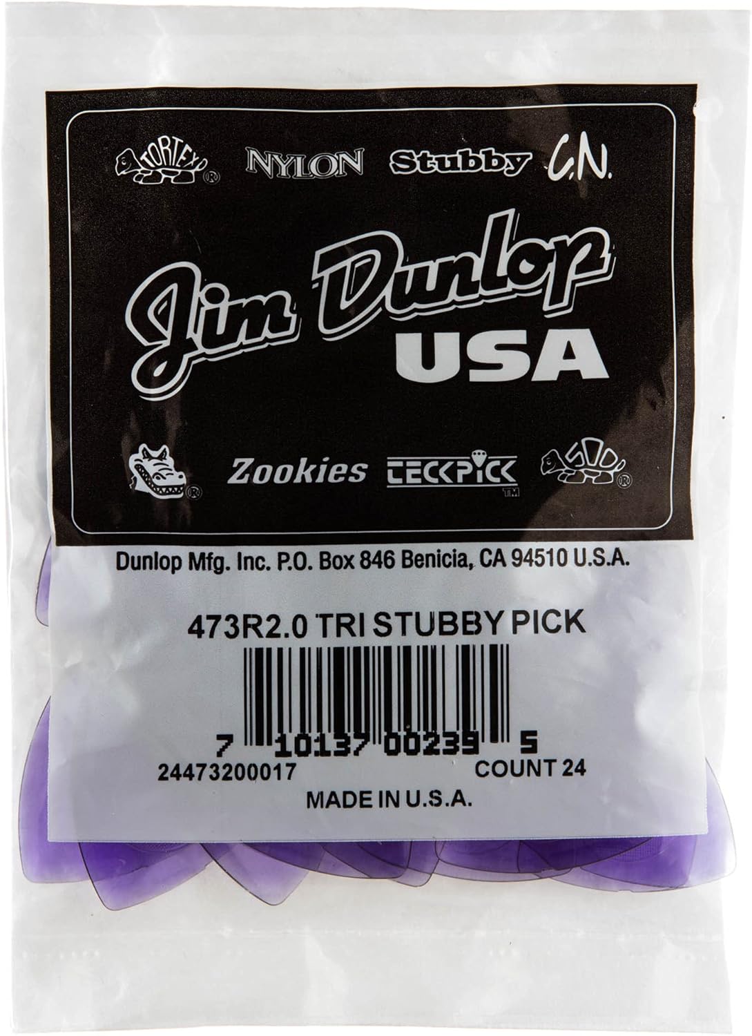 Jim Dunlop Tri Stubby 2.0mm Guitar Picks - 24 Pack