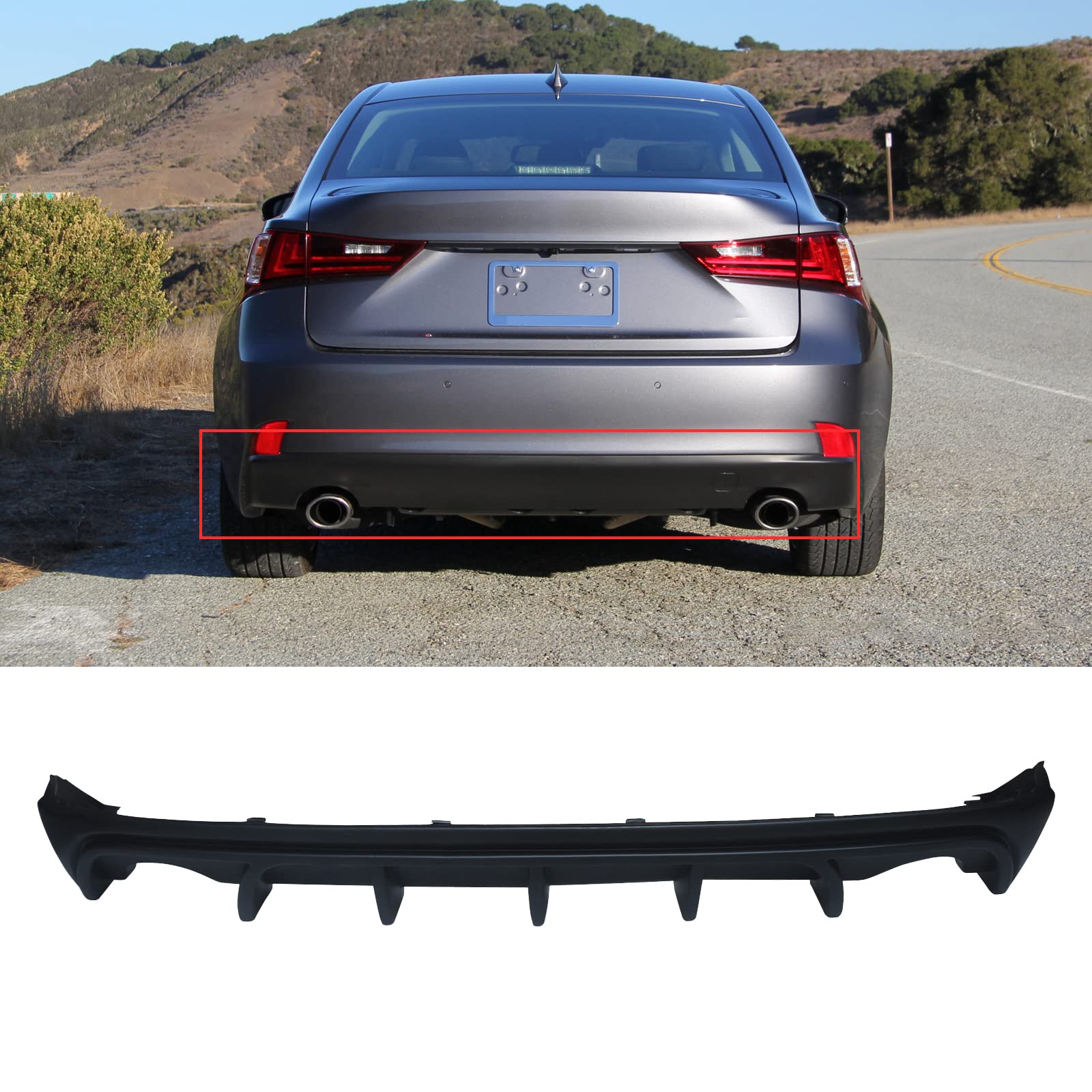 Rear Bumper Lip for 2013-2016 Lexus is F Sport IS200T IS300 IS350 IS250 Matte Black Primer Painted ABS Rear Diffuser Spoiler