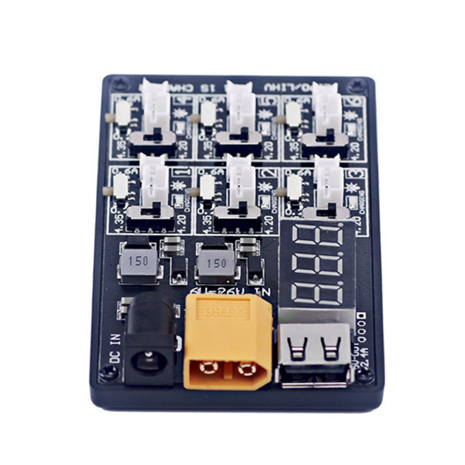 AC Wall Adapter with XT60 Plug, LiPo LiHV Charger Board with Digital Display, 6 in 1, DC 12V/3A