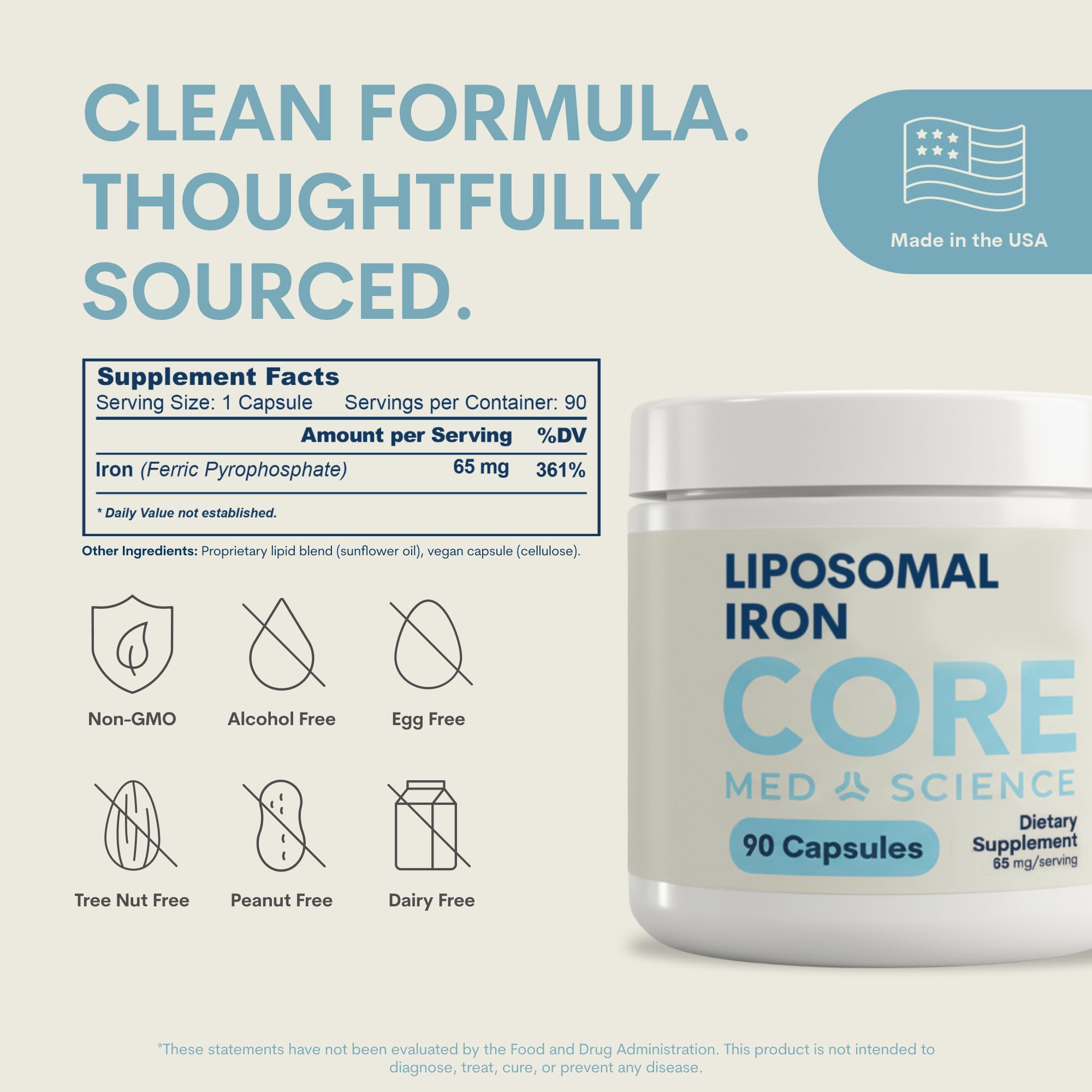 Core Med Science Liposomal Iron Supplement for Women & Men, 90 Capsules — Amazon image 3