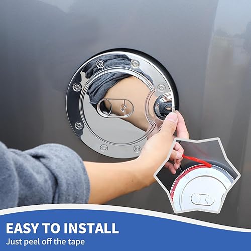 Miniatura 7 de Tapa cromada para depósito de gasolina para puerta de llenado de combustible, compatible con Chevy Silverado y GMC-SIERRA 2007-2013