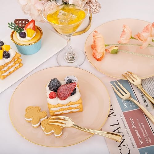 Miniatura 7 de LIYH - 200 platos y tenedores de postre de oro rosa, platos pequeños de 7.5 pulgadas, platos de fiesta y tenedores de 5 pulgadas para despedida de