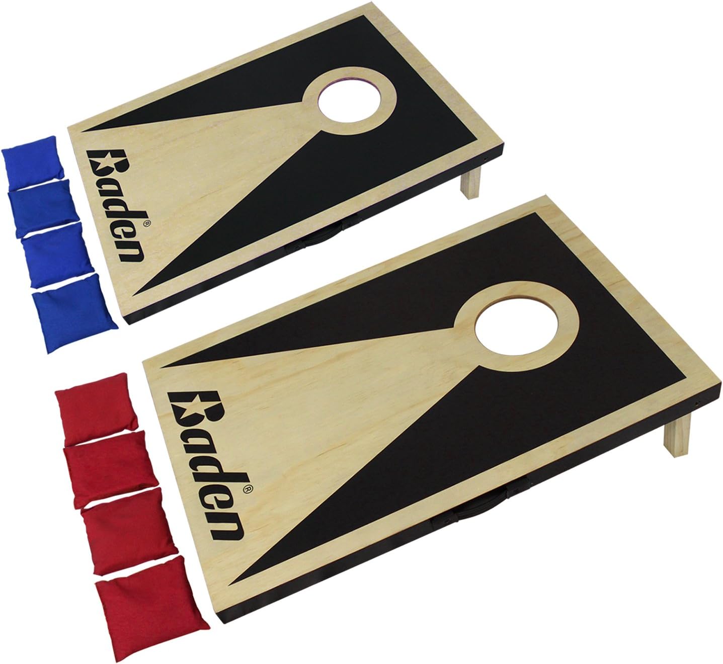 Pro Series Cornhole Set (2' x 3') โ 2 Solid Wood Boards with Folding Legs, 8 Weather-Resistant Bean Bags, Carry Handles & Storage โ Party, Backyard, Tailgate Game โ Red/Blue