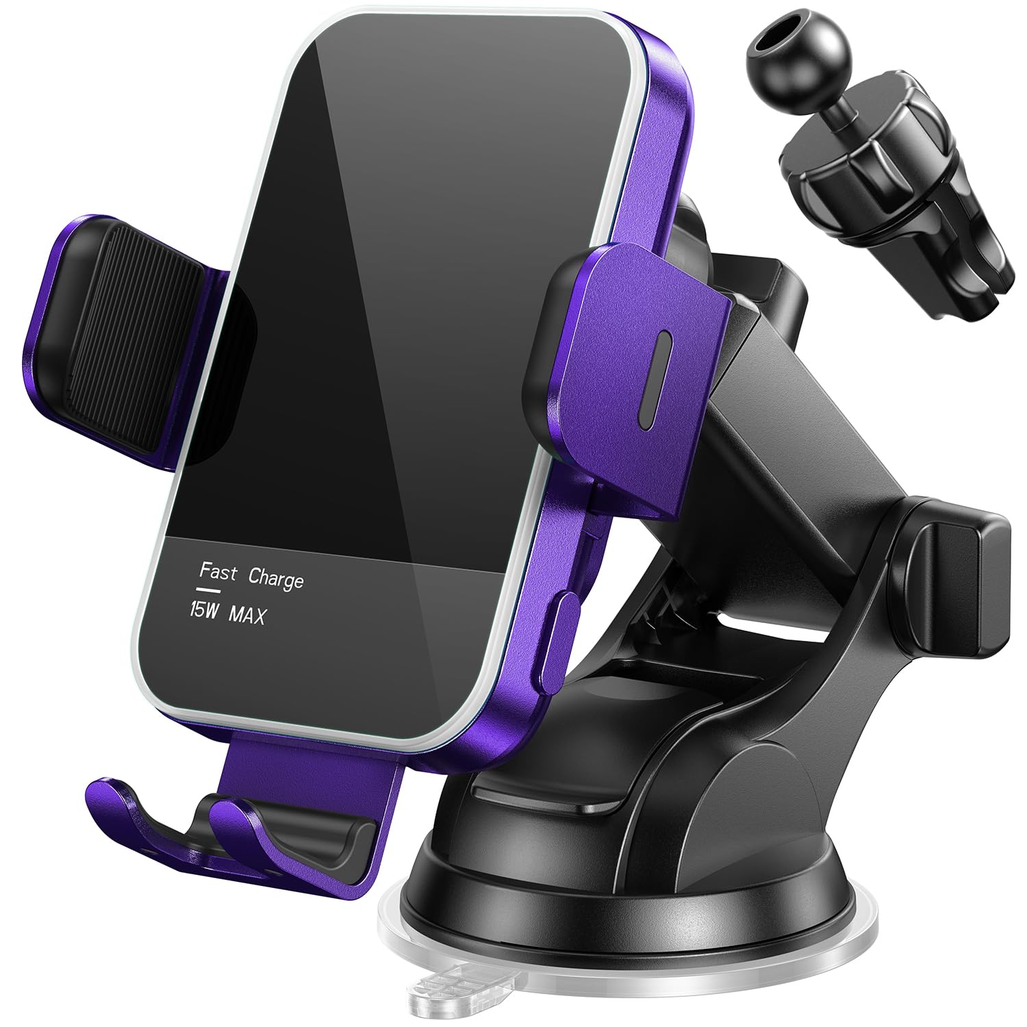 Caricabatterie wireless da auto, retroilluminato RGB a 7 colori, 15 W, supporto per iPhone 16, 15, 14, 13, 12, Mini Pro Max 11, Samsung Galaxy S24 Ultra S23, S22, S21+, S10+, Note 20, ecc., colore