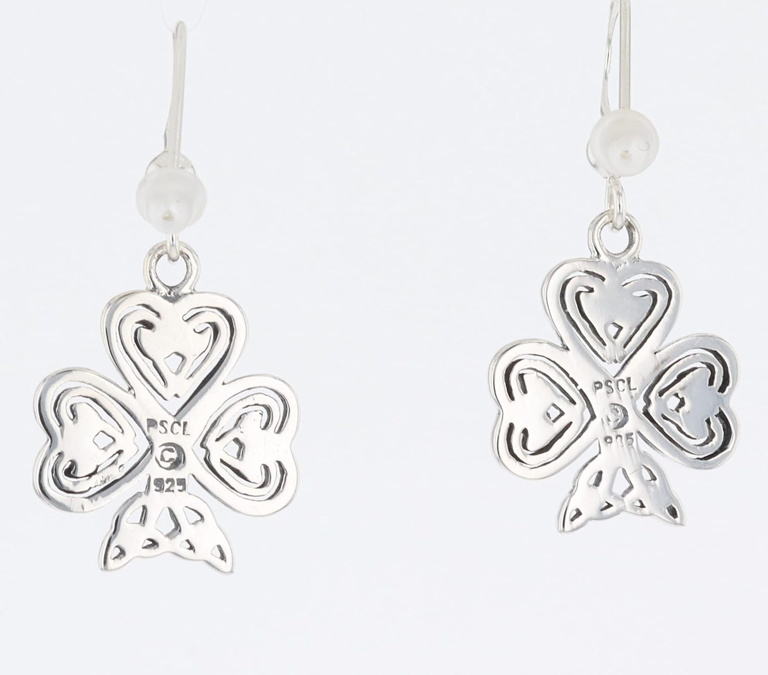 Jewelry Trends Celtic Clover Shamrock Good-Luck Sterling Silver Dangle Earrings