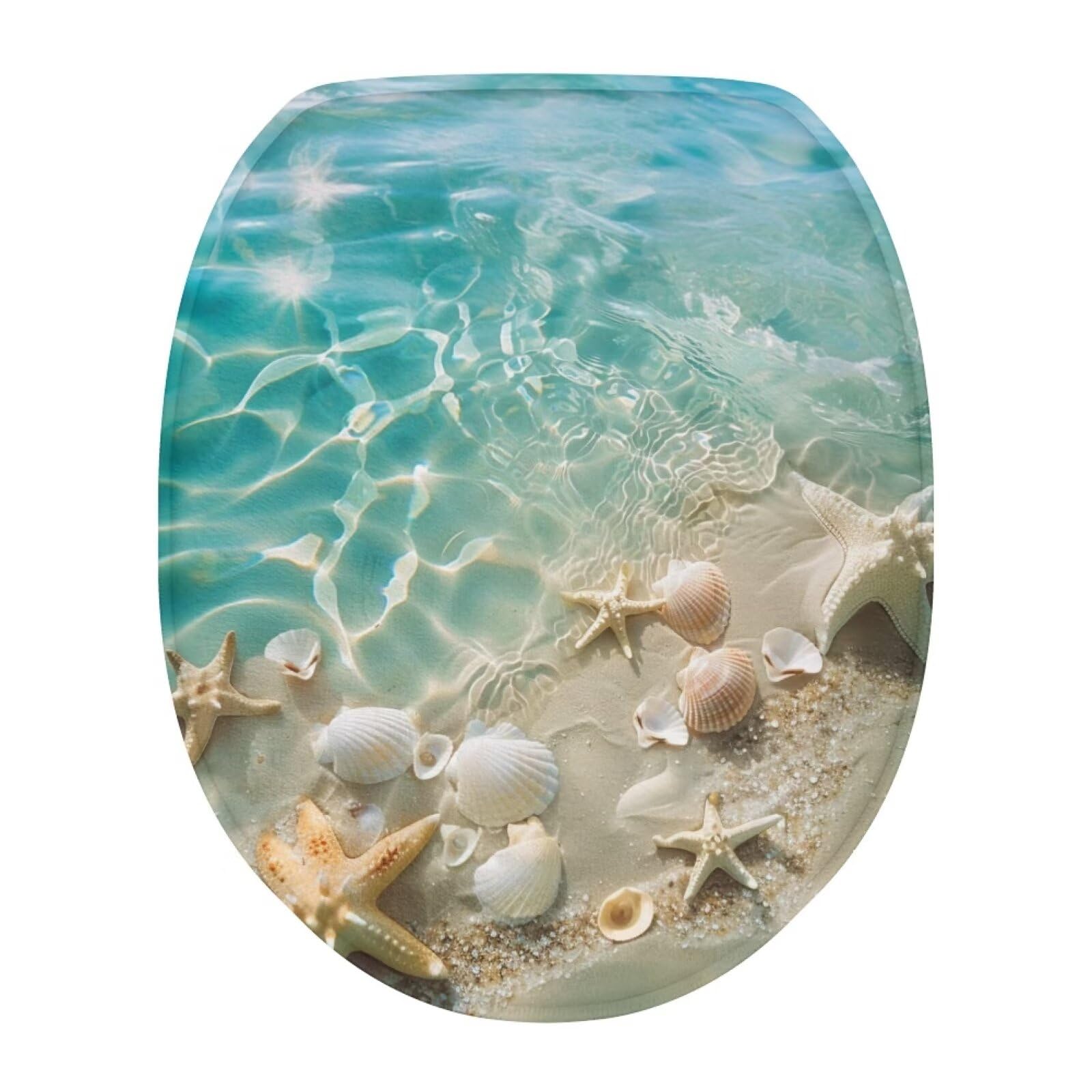 Bivxisrvo Starfish Print Toilet Cover Seat Polyester Fabric Toilet Protector Cover Dustproof Elastic Edges Universal for Most Toilet Bowl Lids