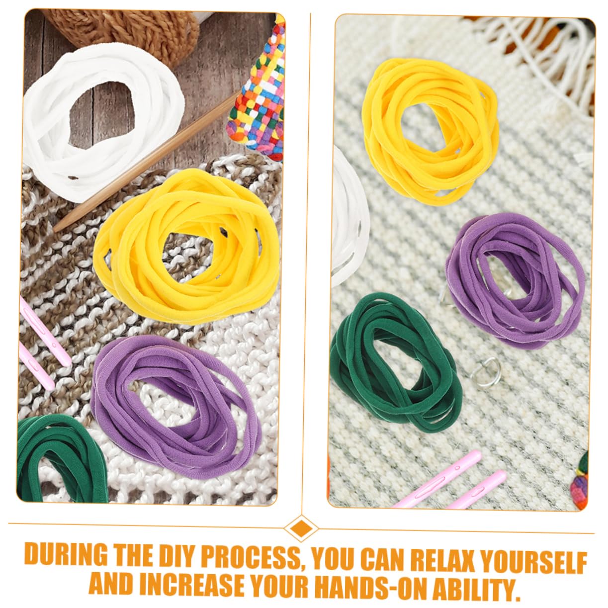Tofficu 4 Set Corda Elastica Intrecciata Telaio Per Perline Elastici Per Telaio Per Tessitura Loop Staffa a Doppio Uso Incombe Ciclo Continuo Infila Tessitura Elastici Poliestere