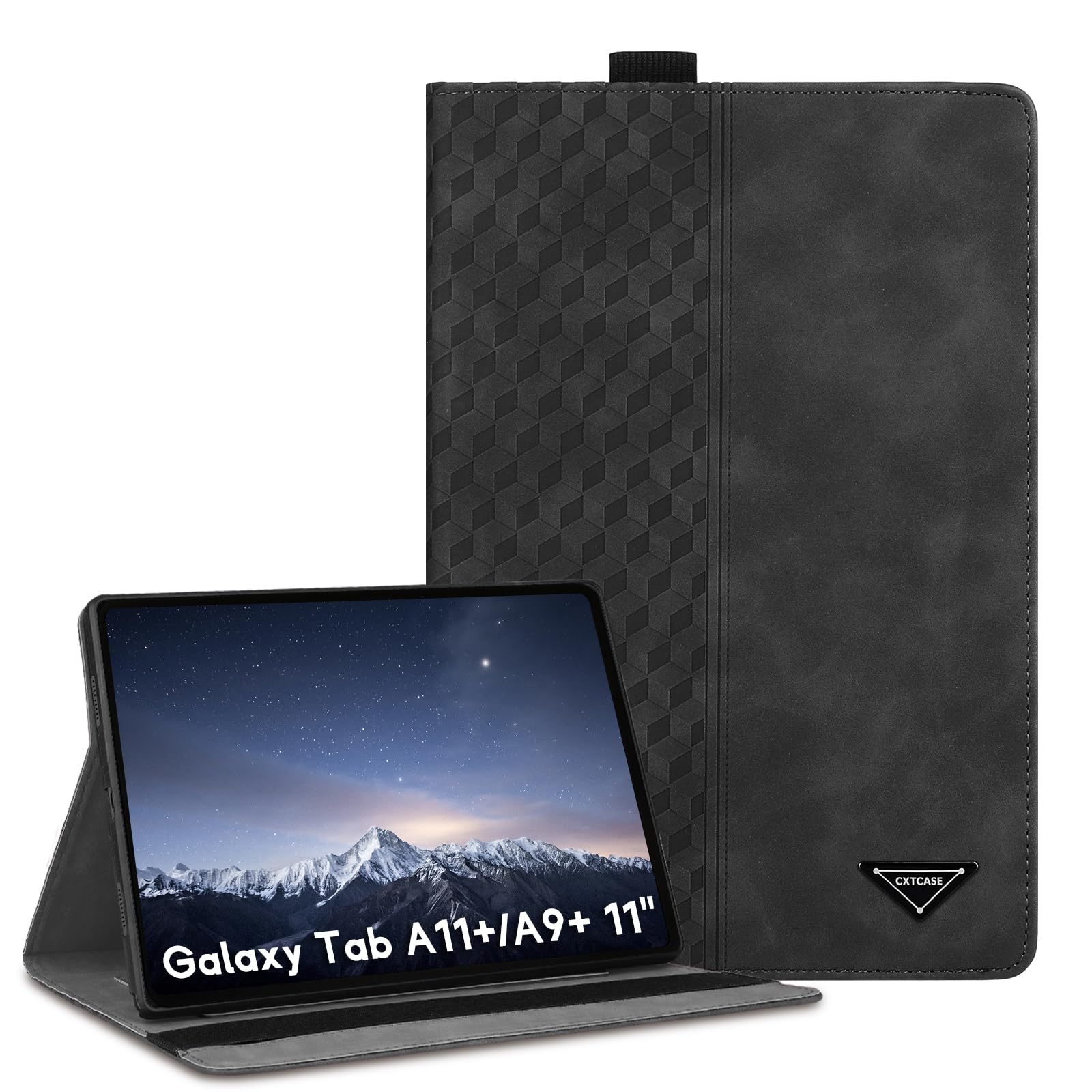 CXTCASE Hülle für Samsung Galaxy Tab A11 Plus 2025 / A9 Plus 2023 11", Multi-Winkel Folio Flip PU Lederhülle Smart Cover Case Schutzhülle für Samsung Galaxy Tab A11+/A9+, Schwarz