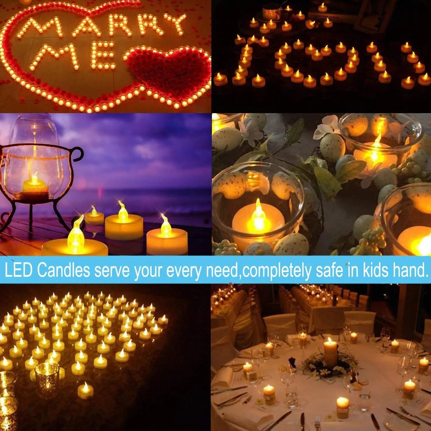 Candele Led Candele a LED Confezione da 48/24/12 candele accese for creare un'atmosfera calda e tremolante(48pcs)