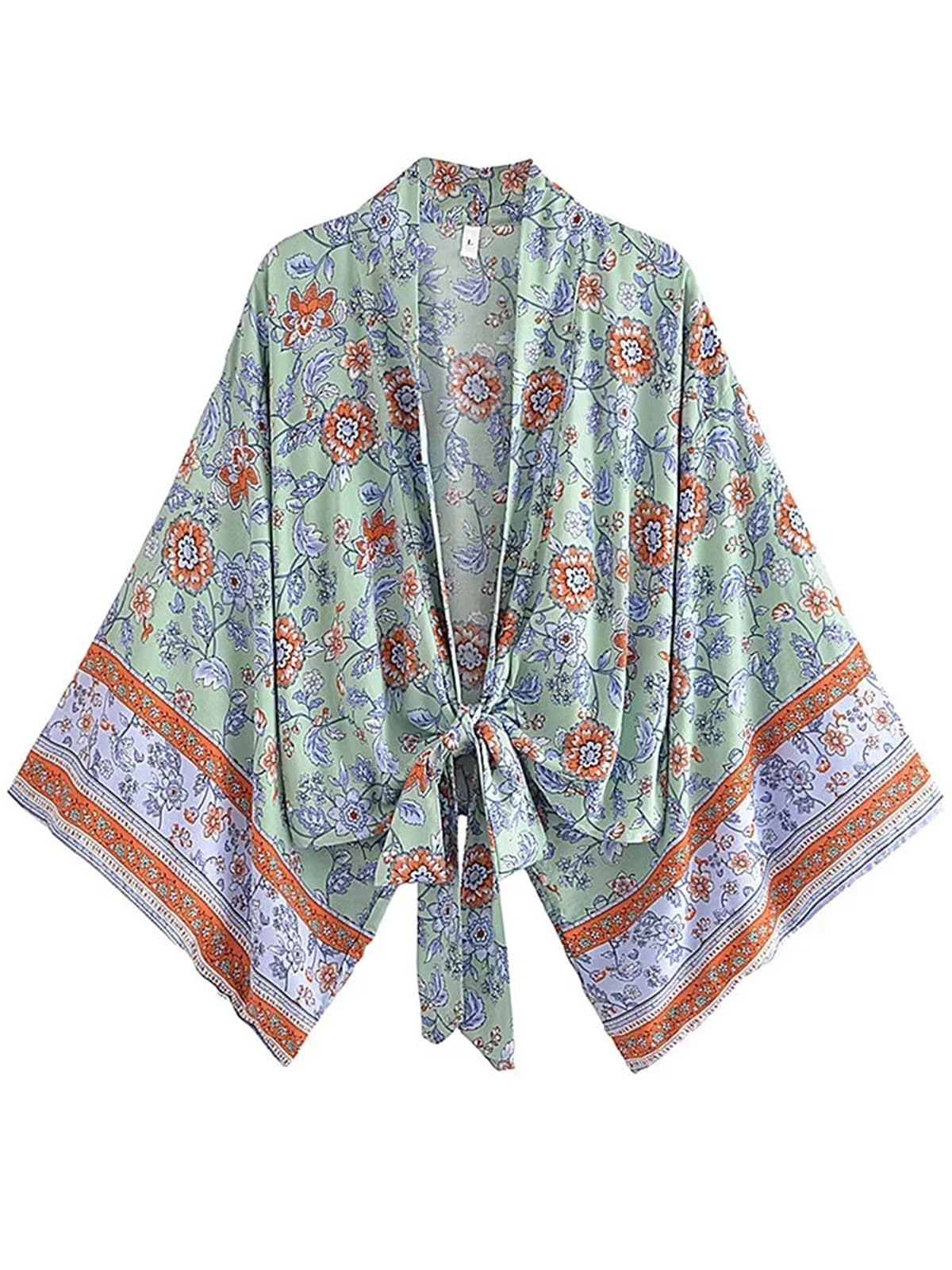 Vintage fioletowy kwiatowy damski strój kąpielowy okrycie krótkie rękawy szlafrok stroje plażowe S/M/L/XL