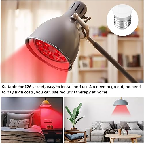 Miniatura 4 de Bombilla de Terapia de Luz Roja, Terapia de Luz Roja para Uso Corporal y Facial, 18 LEDs de 660nm Rojo y 850nm Infrarrojo Cercano, Lámpara de