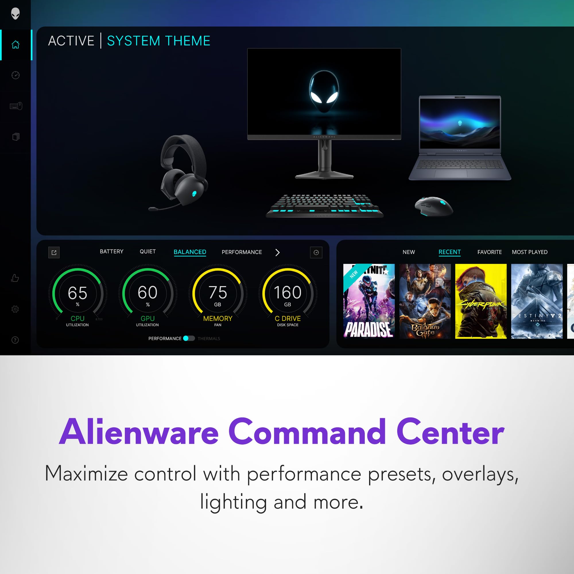 Alienware 16x Aurora Gaming Laptop AC16251 16" WQXGA 240Hz G-Sync, Intel Core Ultra 9 275HX, NVIDIA GeForce RTX 5070, 32GB RAM, 1TB SSD, Windows 11 Home, RGB UK Keyboard - 1 Year Alienware Care — view 11