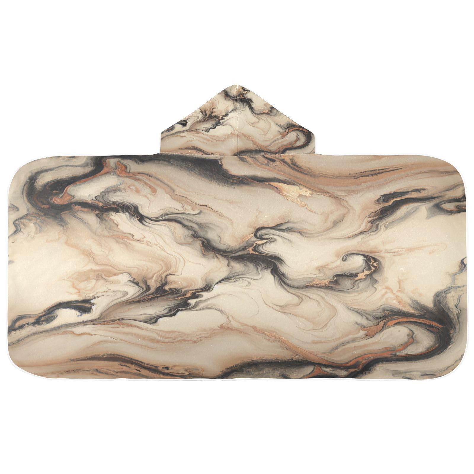 Kigai Black Gold Marble Hooded Beach Towel for Kids Soft Absorbent Quick Dry Bath Towel with Hood Lightweight Toddler Shower Pool Bath Wrap for Boys Girls