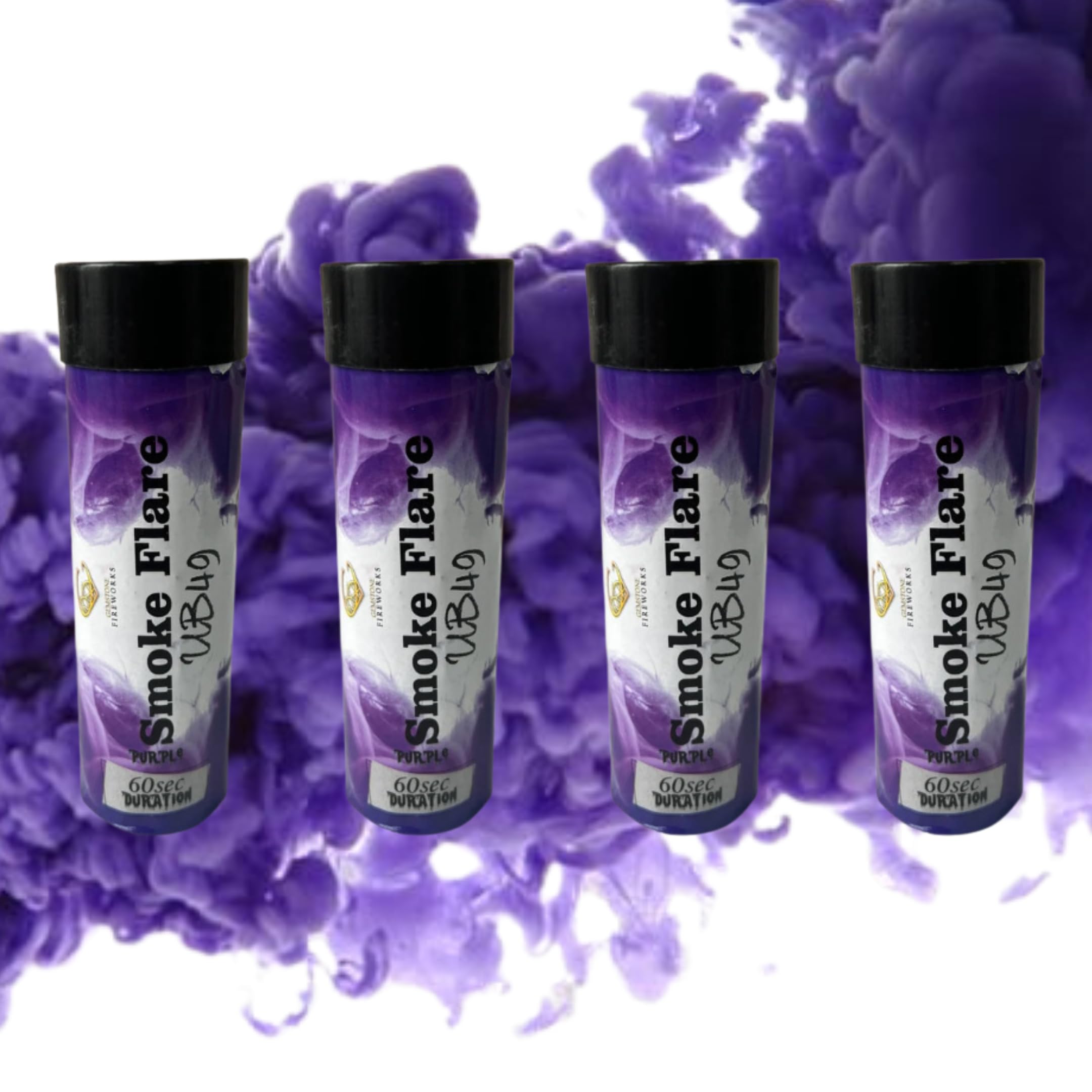 4 Mix Smoke Flares 60 seconds perfect for wedding birthday or any other occasion pull ring ignition (purple)