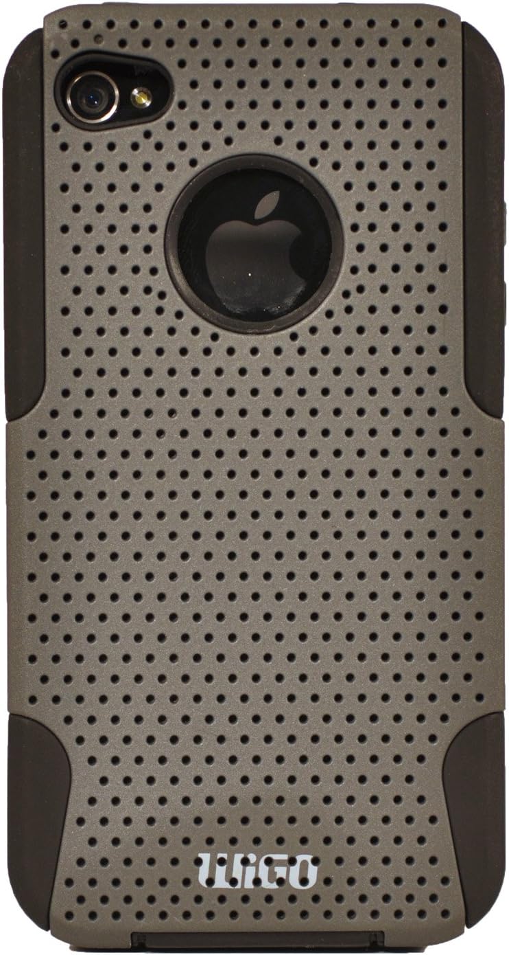 FOMO-3005 FOMO 2 Piece Series, Mesh Protective Case for iPhone 4 - 1 Pack - Carrying Case - Retail Packaging - Grey/Black