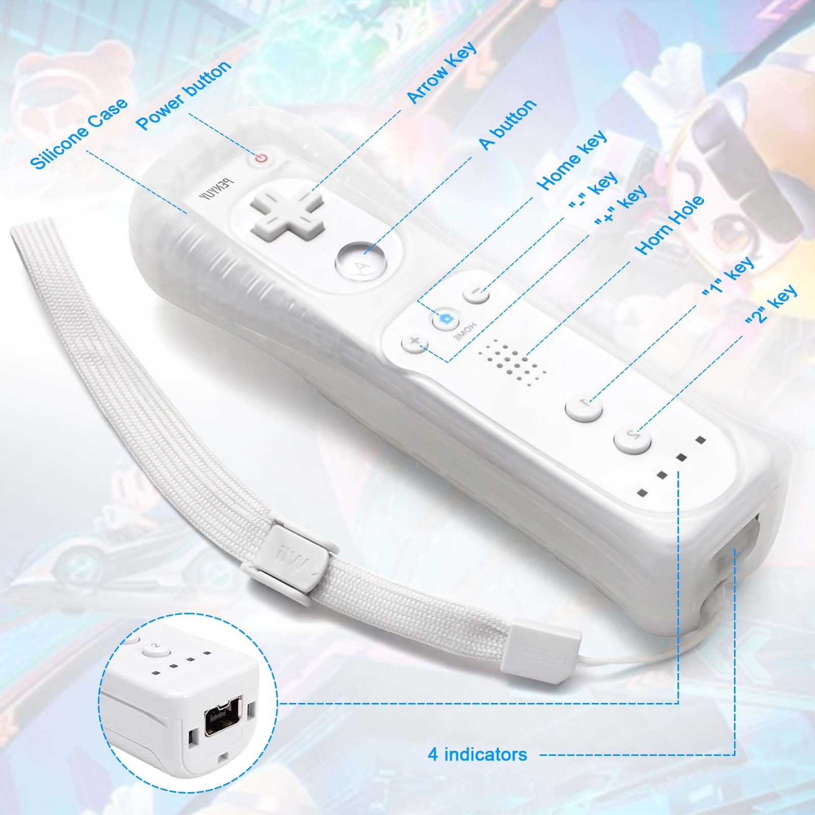 PENYUY Remote Controllers for Wii,Replacement Remote Game Controller Compatible with Nintendo Wii/Wii U, with Silicone Case and Wrist Strap (White)