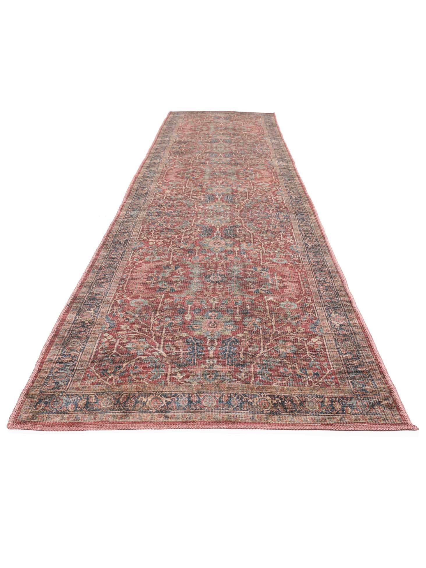 RugVista Khalifa Oriental Teppich, 80 x 350 cm, Rot | Orientalische, Rechteckig, Mittlerer Stapel, Maschinenwäsche, Oeko-Tex 100, Wohnzimmer, Schlafzimmer, Küche, Diele