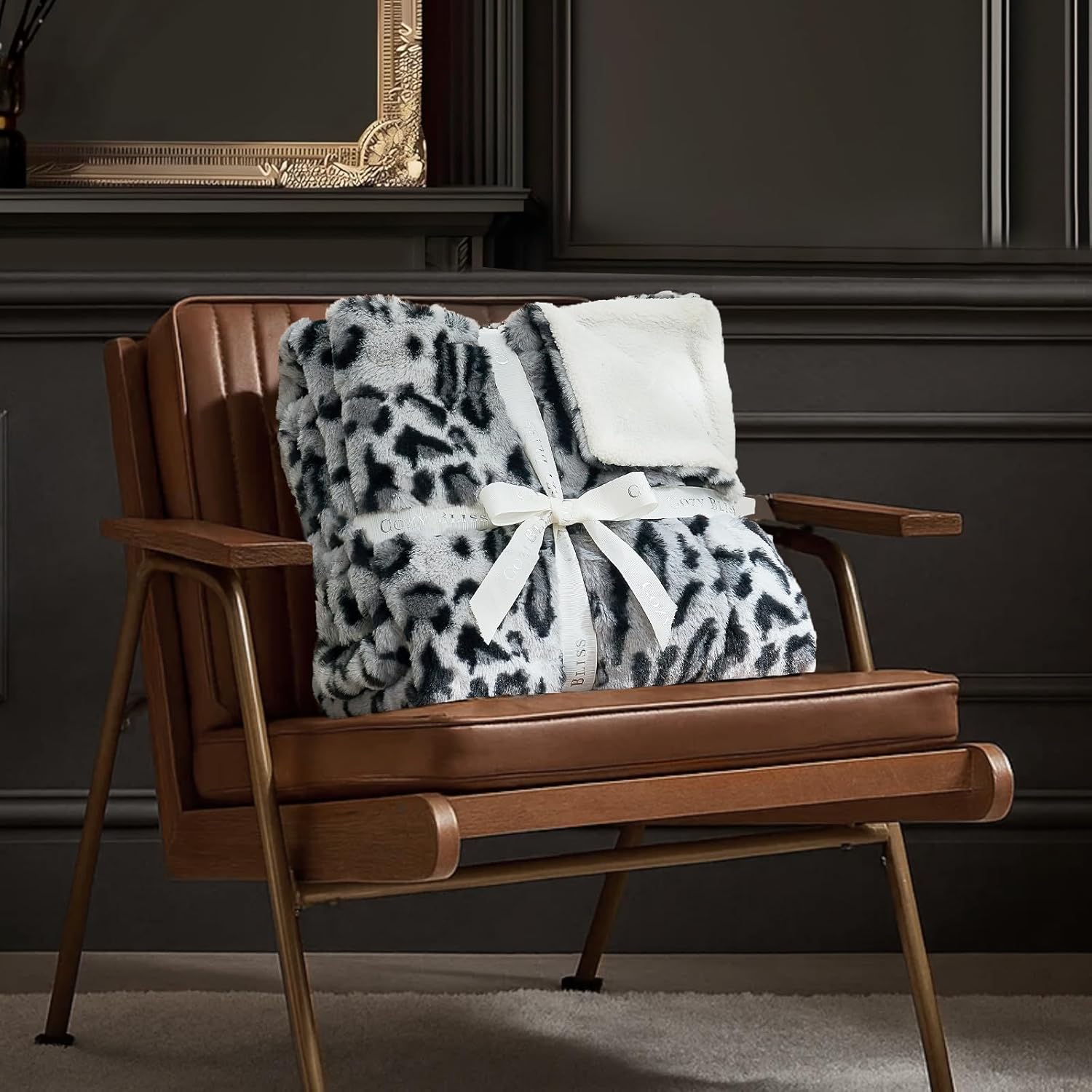 Cozy Bliss Luxury Faux Fur Throw Blanket Leopard Print, Non Shedding Double Sided Sherpa Blankets Super Soft Fluffy Thick Warm Throws Home Decor for Couch Bed Sofa Women,50"*60"Inches Snow Leopard - Image 4