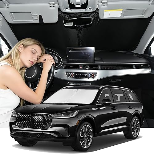 Miniatura 78 de Parasol de 4 capas para parabrisas, ajuste personalizado, tela 240T, parasol retráctil que bloquea los rayos ultravioletas, accesorios para automóvil