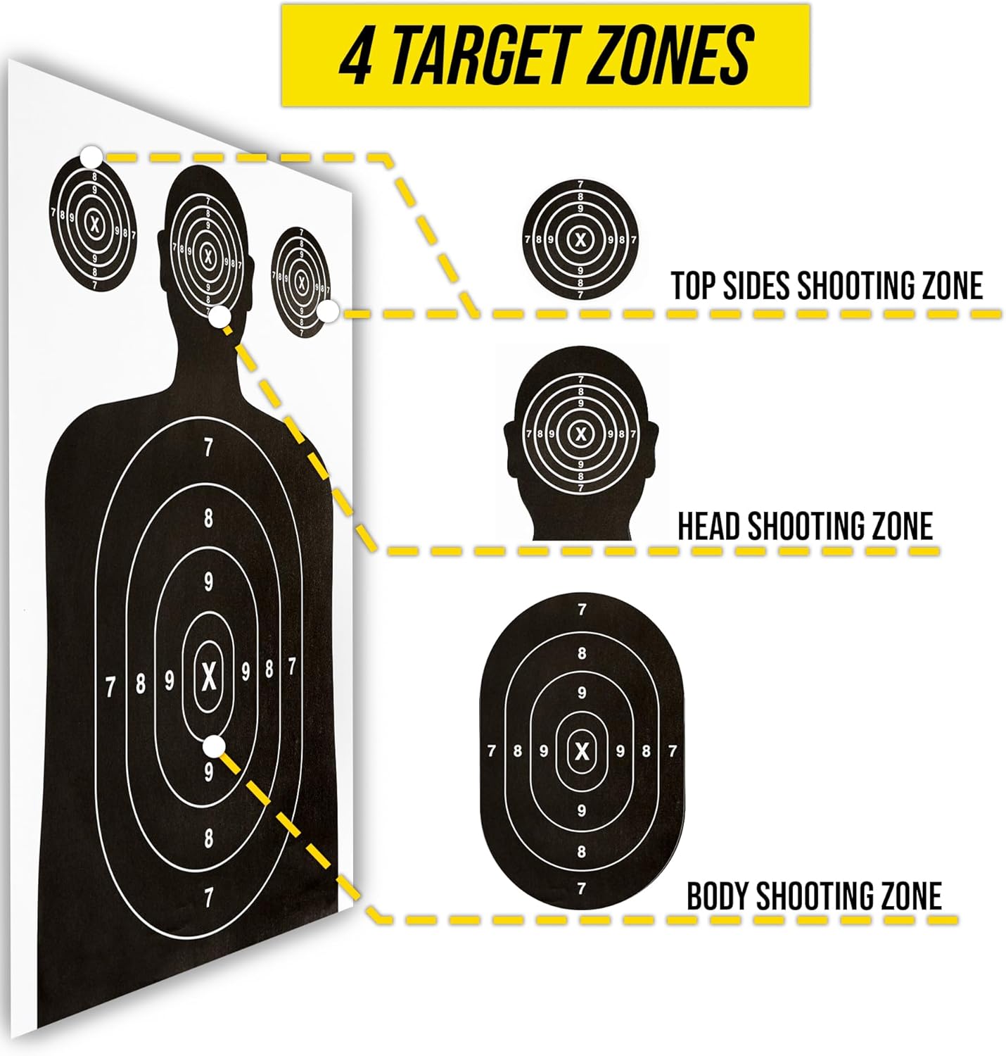 100 Pack Paper Shooting Target for Gun Range, Target Practice (Industry Standard Size 17 X 25 inch) Silhouette Paper for Handgun, Rifle, Pistol, Airgun, BB Gun, Pellet Gun, Crossbow, Arrow
