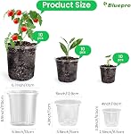 36 Packs 5/4/3.5 Inch Reinforced Clear Nursery Pots with Drainage Hole, Transparent Variety Pack Plastic Plant Pot Seedling Planter Seed Starter Flower 20pcs Labels