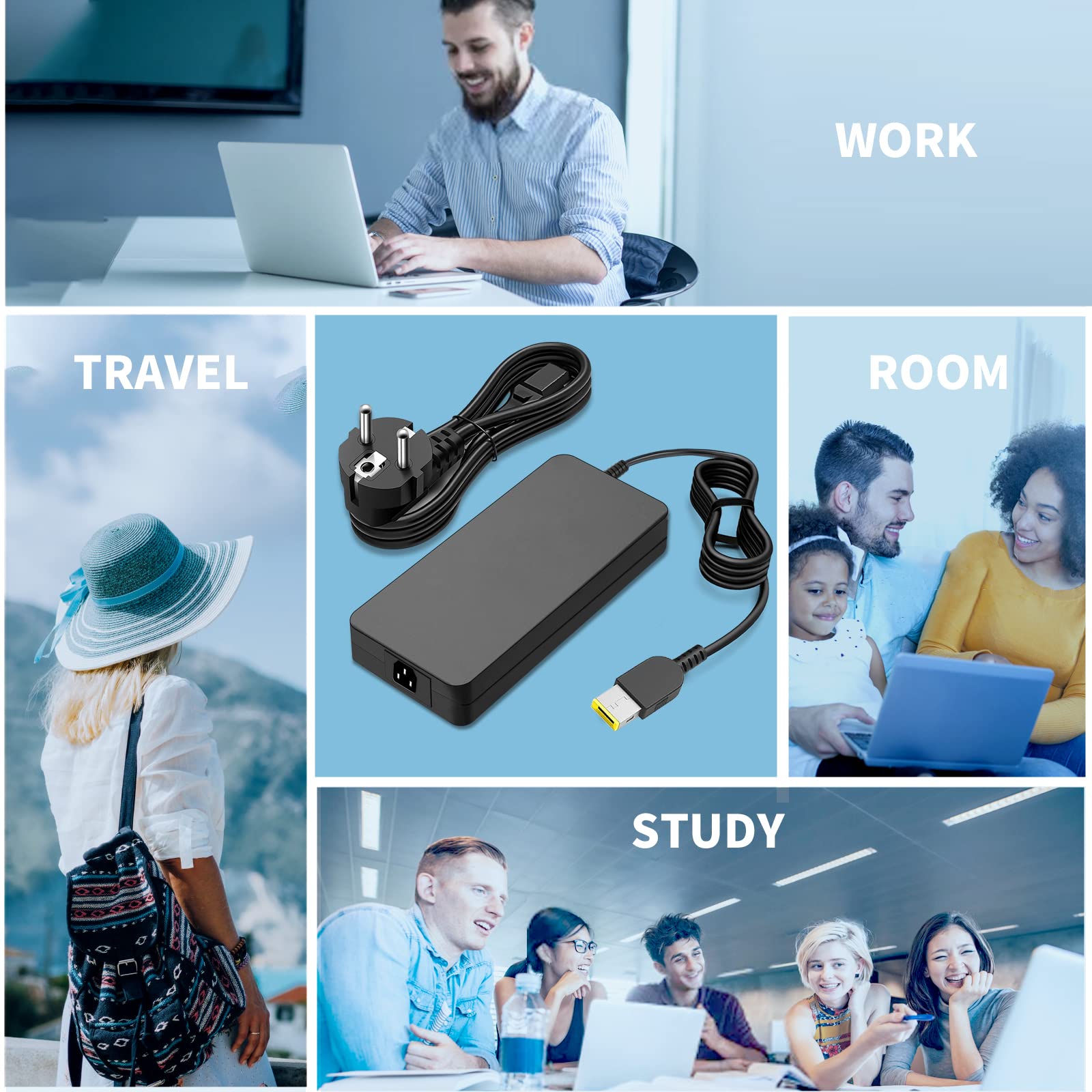 170W Laptopa Ładowarka do Lenovo Thinkpad P50 P51 P70 W540 W541 E440 E450 | T540P P15 P15V P15G T15P P1, Legion Slim 5 5i Yoga Pro 9i ThinkPad P1 P16 IdeaPad Pro 5, LOQ ADL170SCC3A 4X20S56697