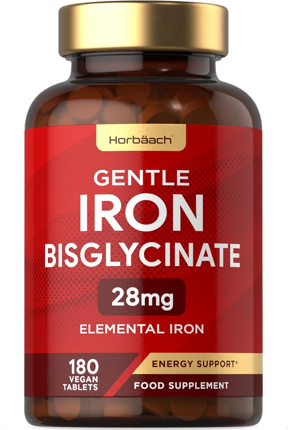 Ijzer Supplement 28mg | 180 Ijzer Bisglycinaat Tabletten | Iron Bisglicinate Supplement | Hoge Beschikbaarheid | Horbaach