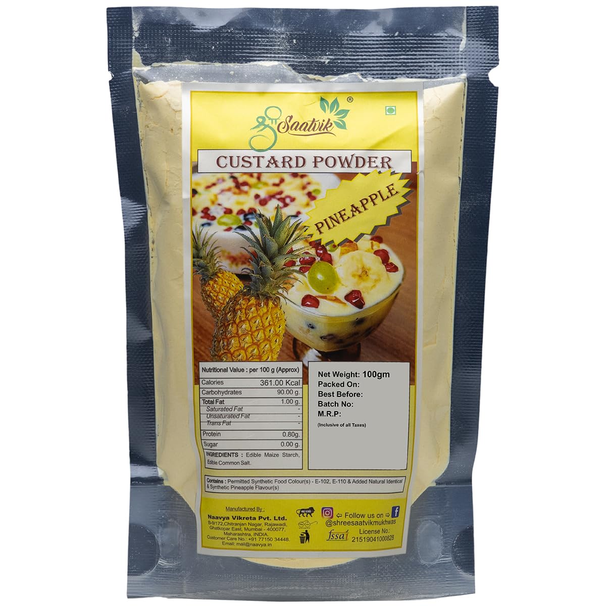 Shree Saatvik Pineapple Custard | Custard Powder | Creamy and Delicious Custard Powder