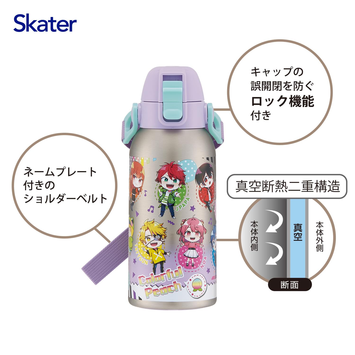 専用　カラフルピーチ Amazon.co.jp: スケーター(Skater) 水筒 子供用 直飲み 600ml カラフル