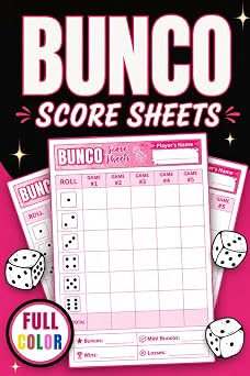 Bunco Score Sheets FULL COLOR Score Pads for Scorekeeping | 6 x 9 Inch