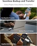 Lexar D70E 512GB Dual Drive External SSD, Up to 2000MB/s Read and 1300MB/s Write, Cable-Free Portable SSD for USB Type-C/Type-A Devices, Compatible with iPhone 17 or Above