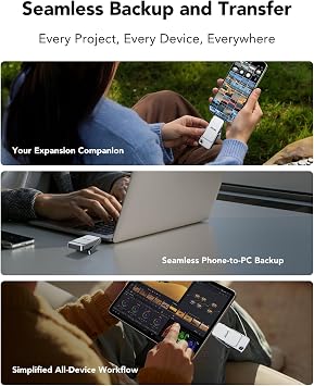 Lexar D70E 2TB Dual Drive External SSD, Up to 2000MB/s Read and 1800MB/s Write, Cable-free Portable SSD for USB Type-C/Type-A devices, Compatible with iPhone 17
