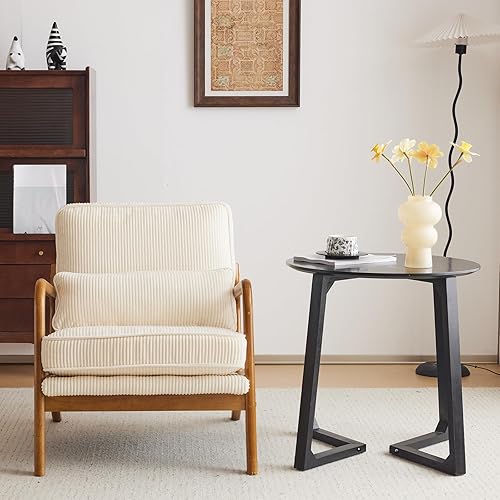 Miniatura 9 de VINGLI Juego de 2 sillas decorativas de pana de alta calidad, sillas tapizadas, cómodas sillas de lectura de madera maciza con almohada lumbar,