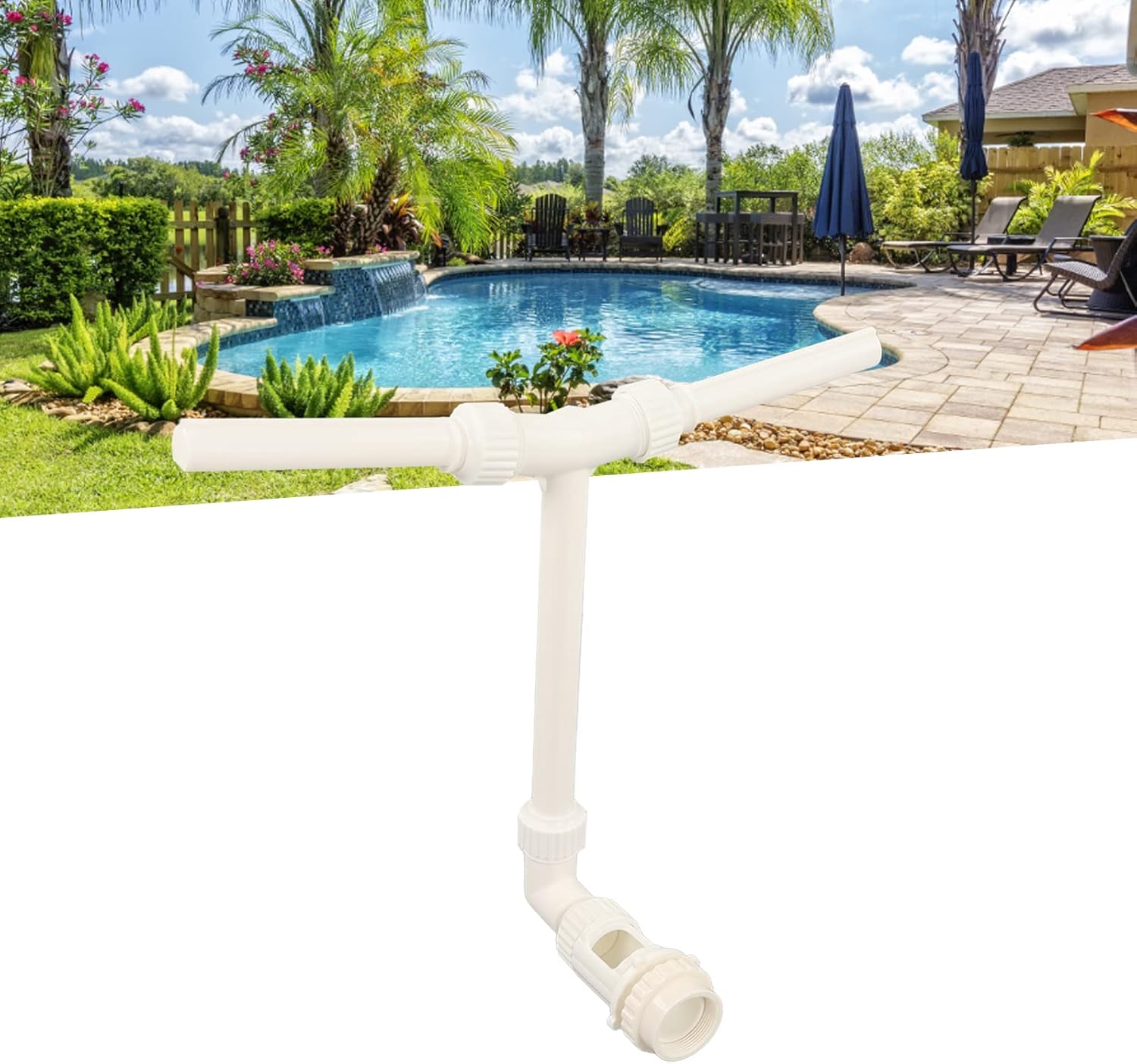 Pool Fountain Spray, PVC Dual Head Adjustable Pond Accessory with G1 1/2 to G2 Internal Thread Adapter - Durable Material, Customizable Spray Height, Ideal for Pools and Ponds