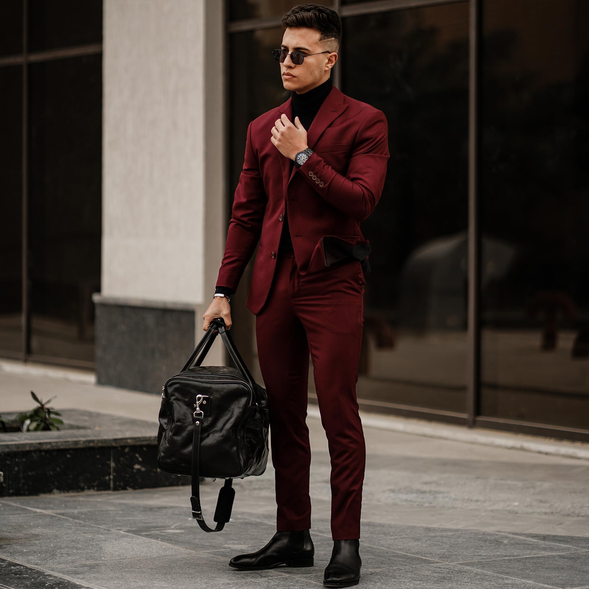 Bolsa de Viaje en Cuero, Bolso de Cuero para Hombres y Mujeres, Bolsa Deporte - Time Resistance