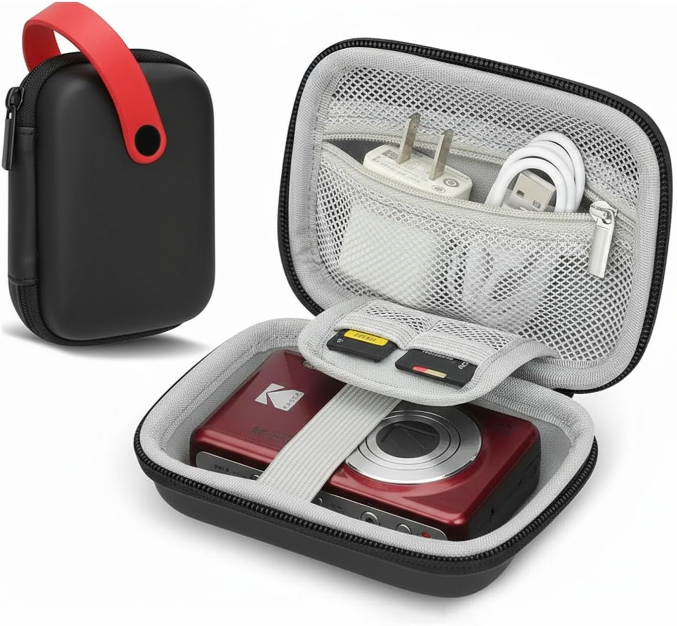 Digital Camera Case for CAMKORY DC403/KODAK PIXPRO FZ55/FZ45/ FZ43/ FZ53/Canon IXUS 285 HS/Sony DSCW800/ DSCW830，Small Cameras Storage Holder for Travel Accessories SD Card Black (Bag Only)