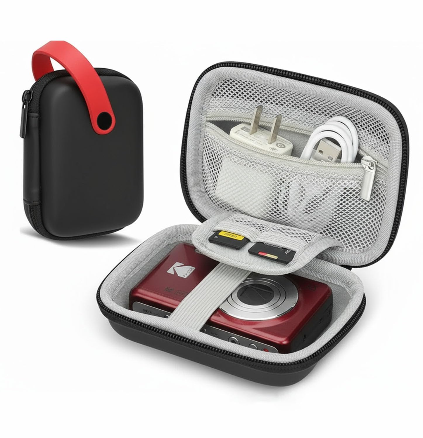 Digital Camera Case for CAMKORY DC403/KODAK PIXPRO FZ55/FZ45/ FZ43/ FZ53/Canon IXUS 285 HS/Sony DSCW800/ DSCW830，Small Cameras Storage Holder for Travel Accessories SD Card Black (Bag Only)