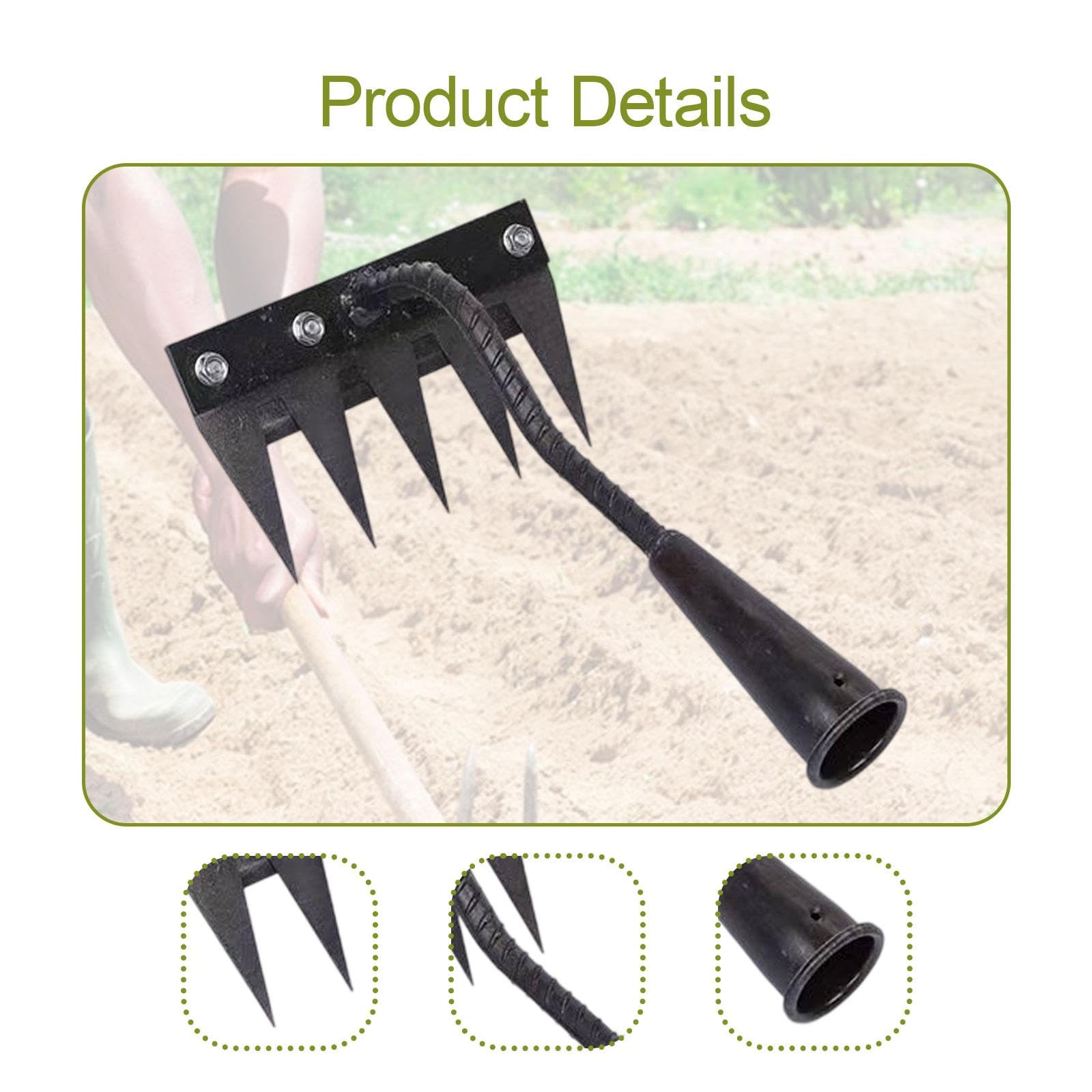 Azada de jardín, rastrillo de Mano de Metal, Herramienta de deshierbe, rastrillo para Plantar, Cultivar, excavar, arar Vegetales, 5 Dientes