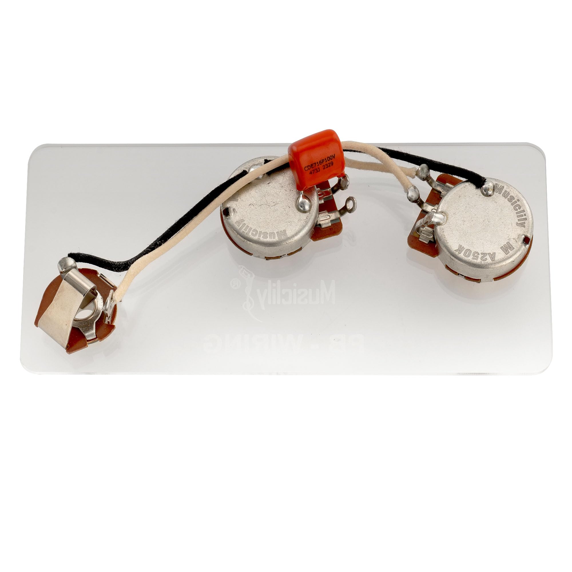 Musiclily Pro Kit de Arnés Cableado Precableado para Bajo Eléctrico Precision Bass estilo Americano con Potenciómetros 2A, Jack Nickel