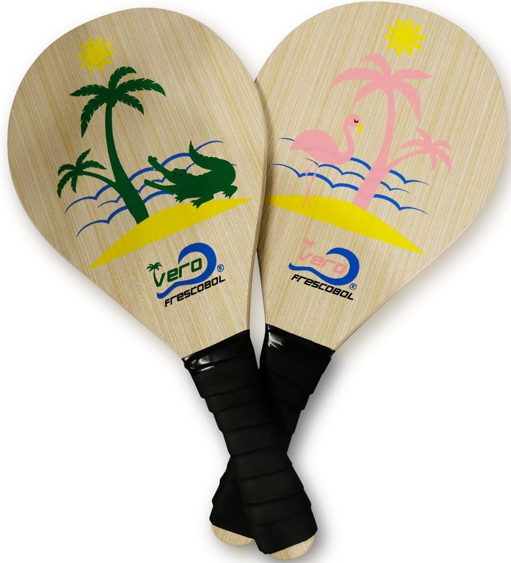 Frescobol Florida Set, 2 Original Vero frescobol Beach Paddles, 2 Balls, 2 Darts and Beach Tote-Bag