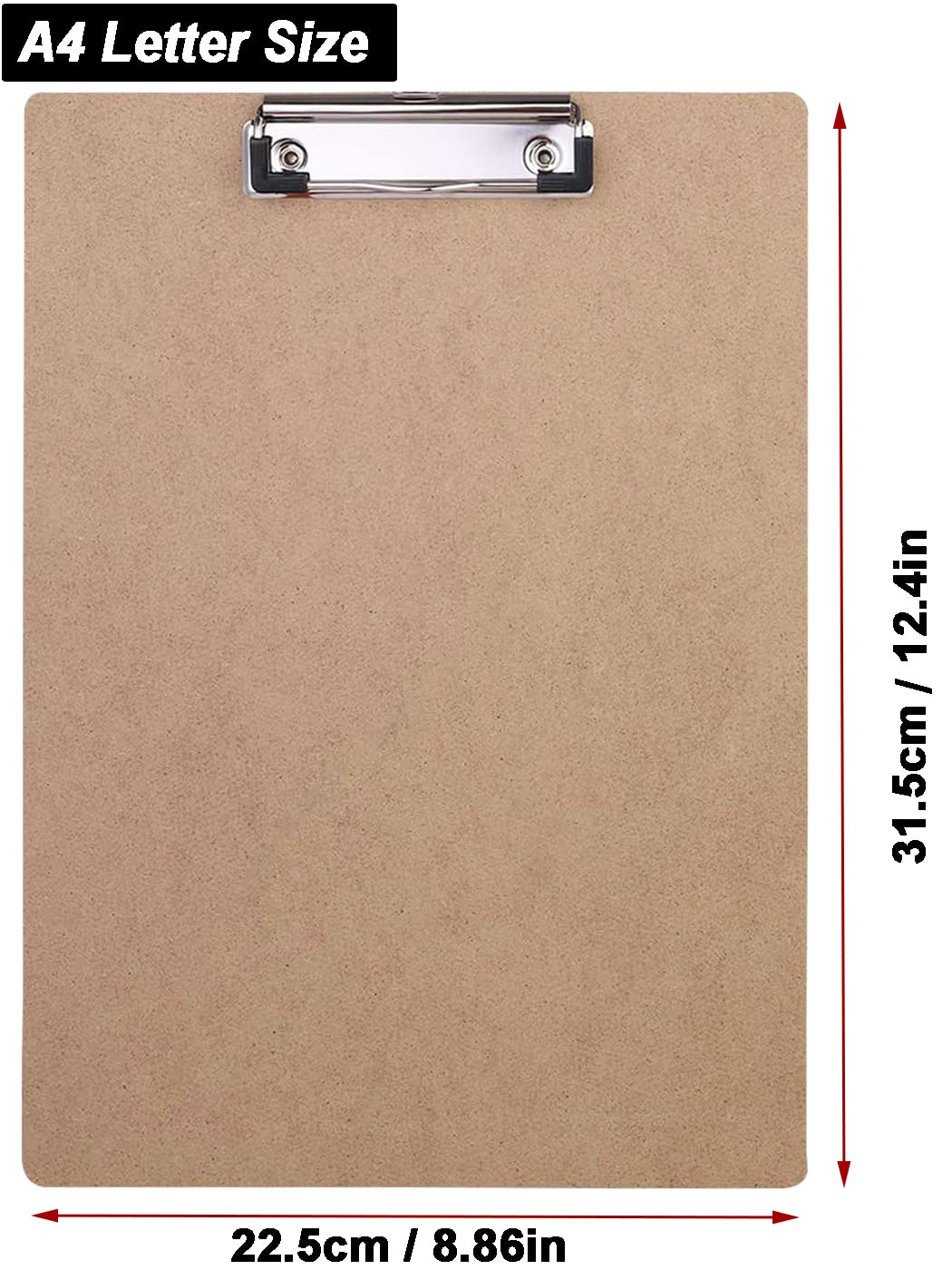 Foska Clipboards Bulk Brown Color Low Profile Clip Letter Size Wood Clipboards With Retractable Hanging Loop For Easy Hanging