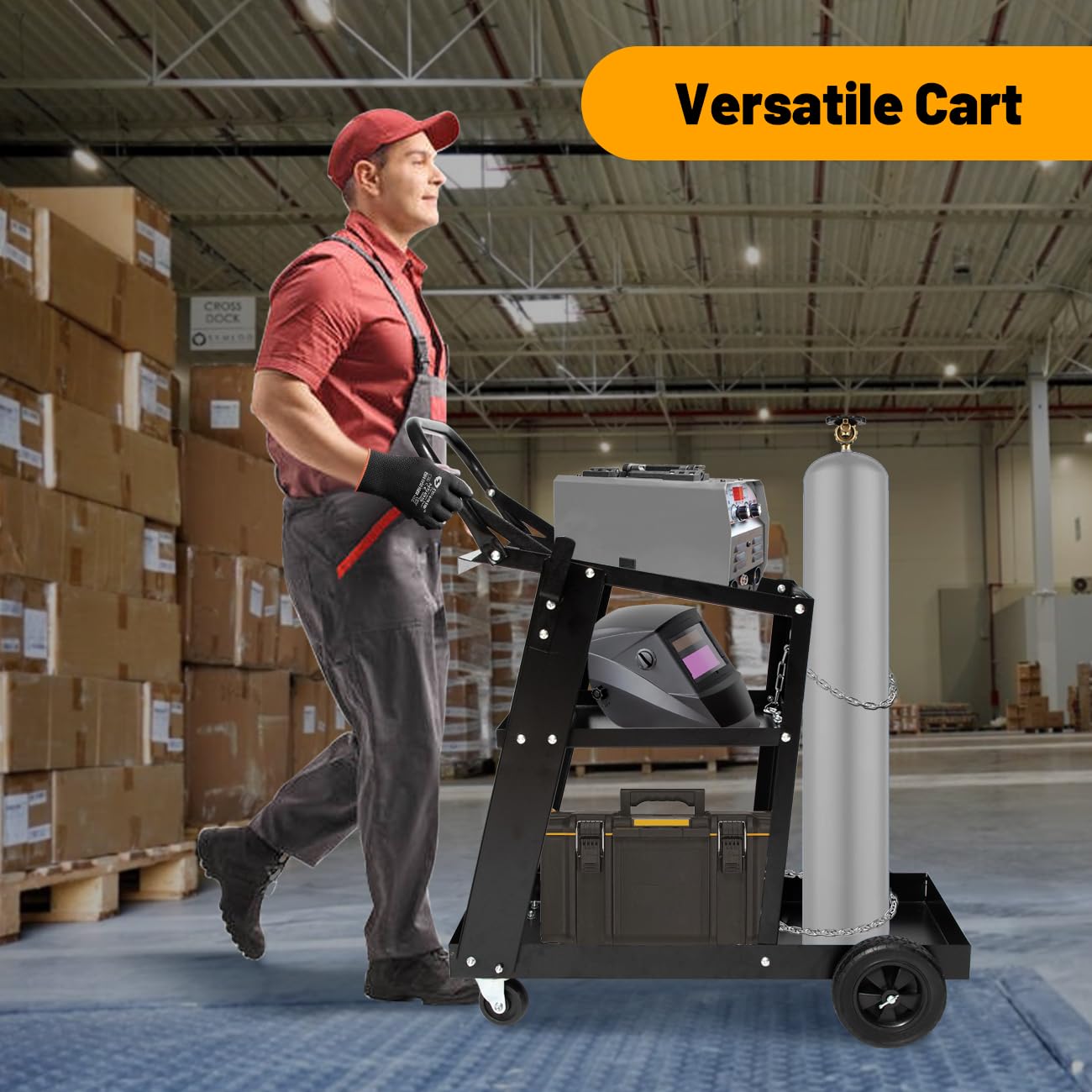 AQNIEGEP Heavy Duty Welding Cart – 3-Tier, 400 Lb Capacity, With Wheels & Tank Holder - View #6