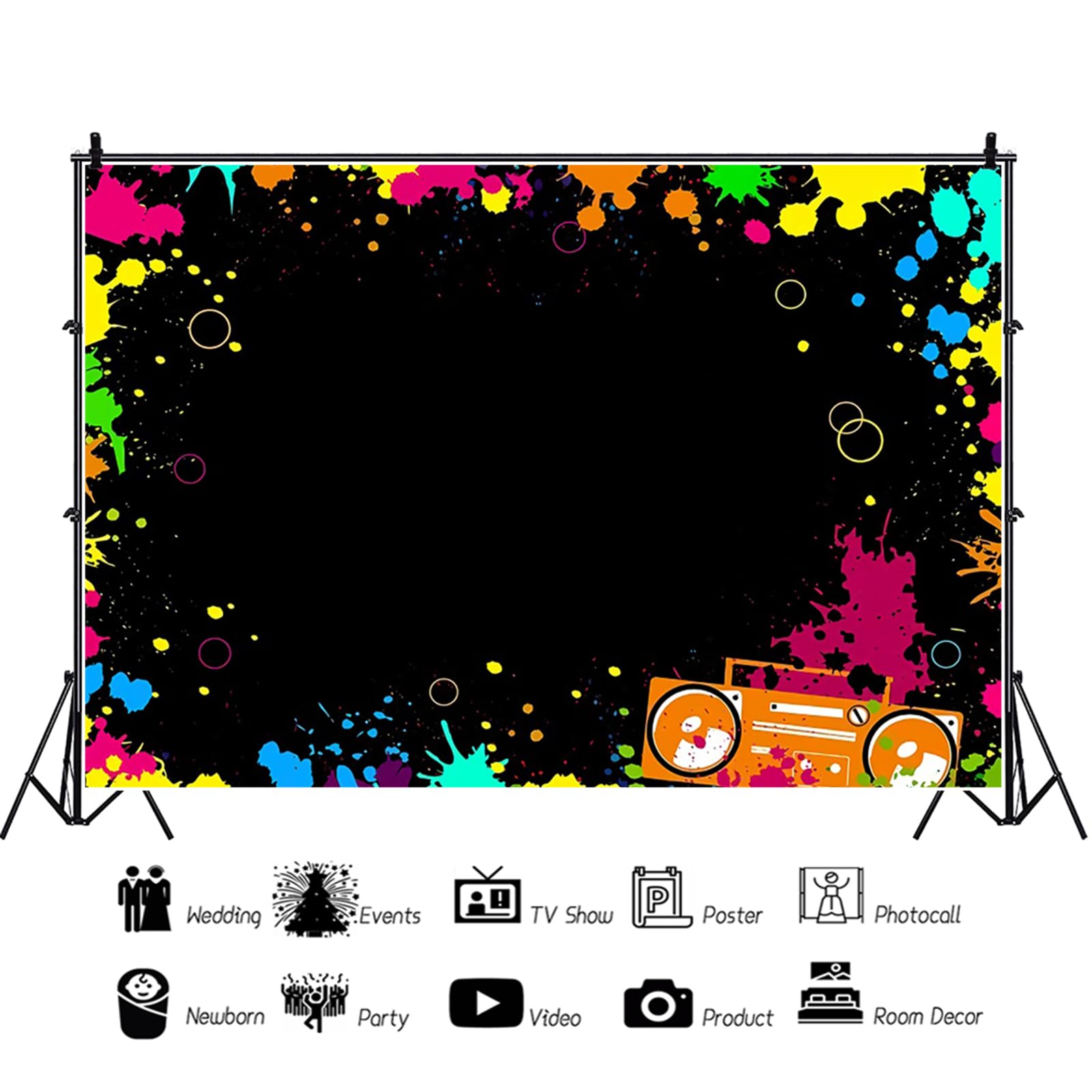 Lot De 16 Accessoires Fluorescents Pour Photomaton Avec Bâton, Phosphorescents, Fournitures De Fête Pour Anniversaire, Discothèque, Fête Noire