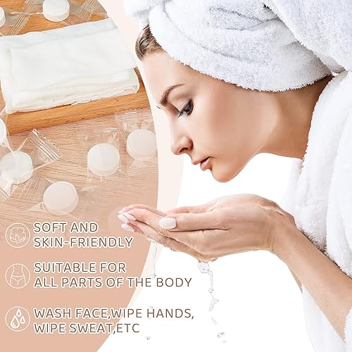 Miniatura 4 de 1500 piezas de mini toallas comprimidas a granel pañuelos portátiles toallas de algodón desechables máscara facial papel higiénico para viajes