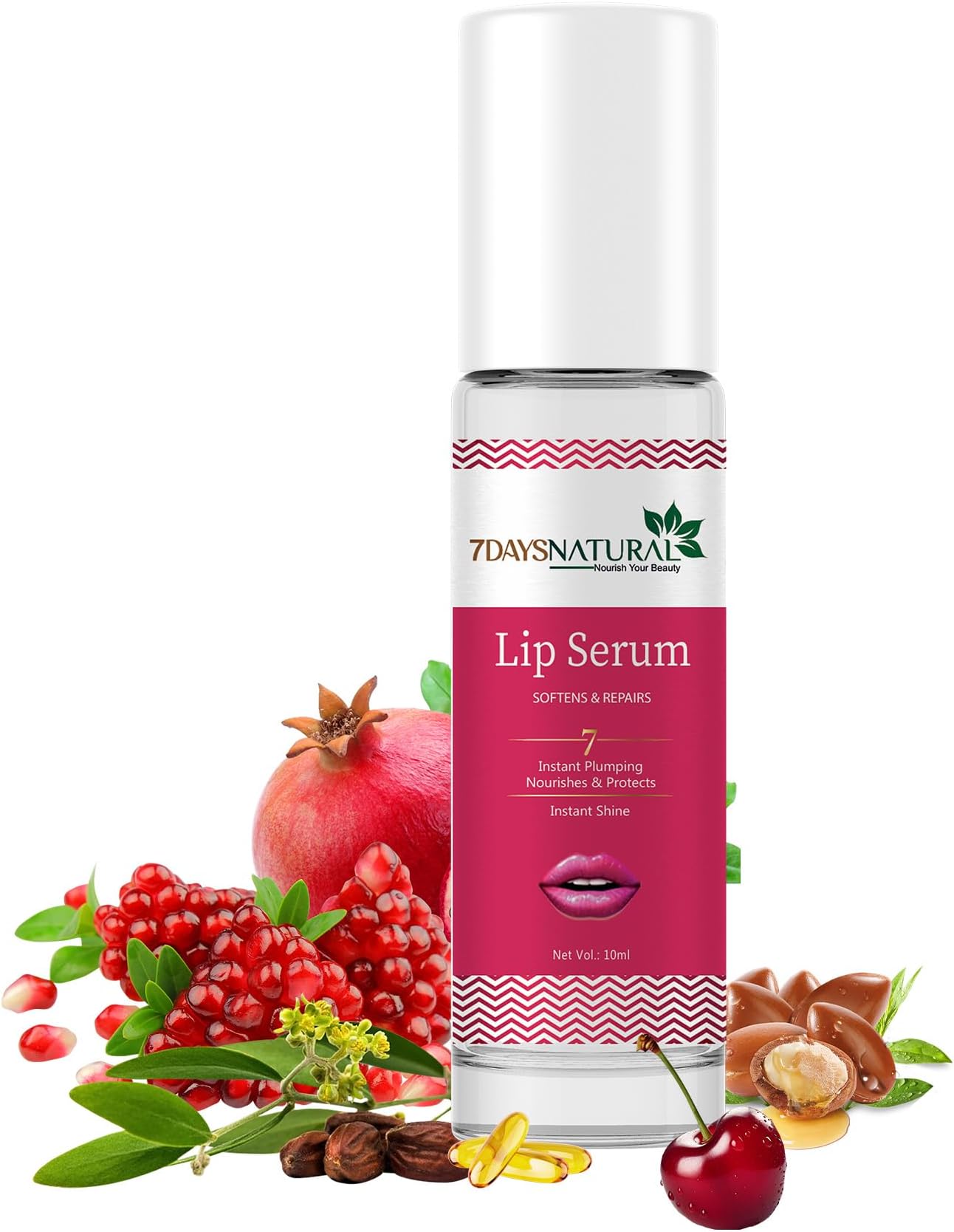 7DAYSNATURAL Natural Lip Serum for Men & Women Soft & Supple Lips Suitable for All Skin Types Hydrates Lips & Enhances the Natural Color 10 Ml