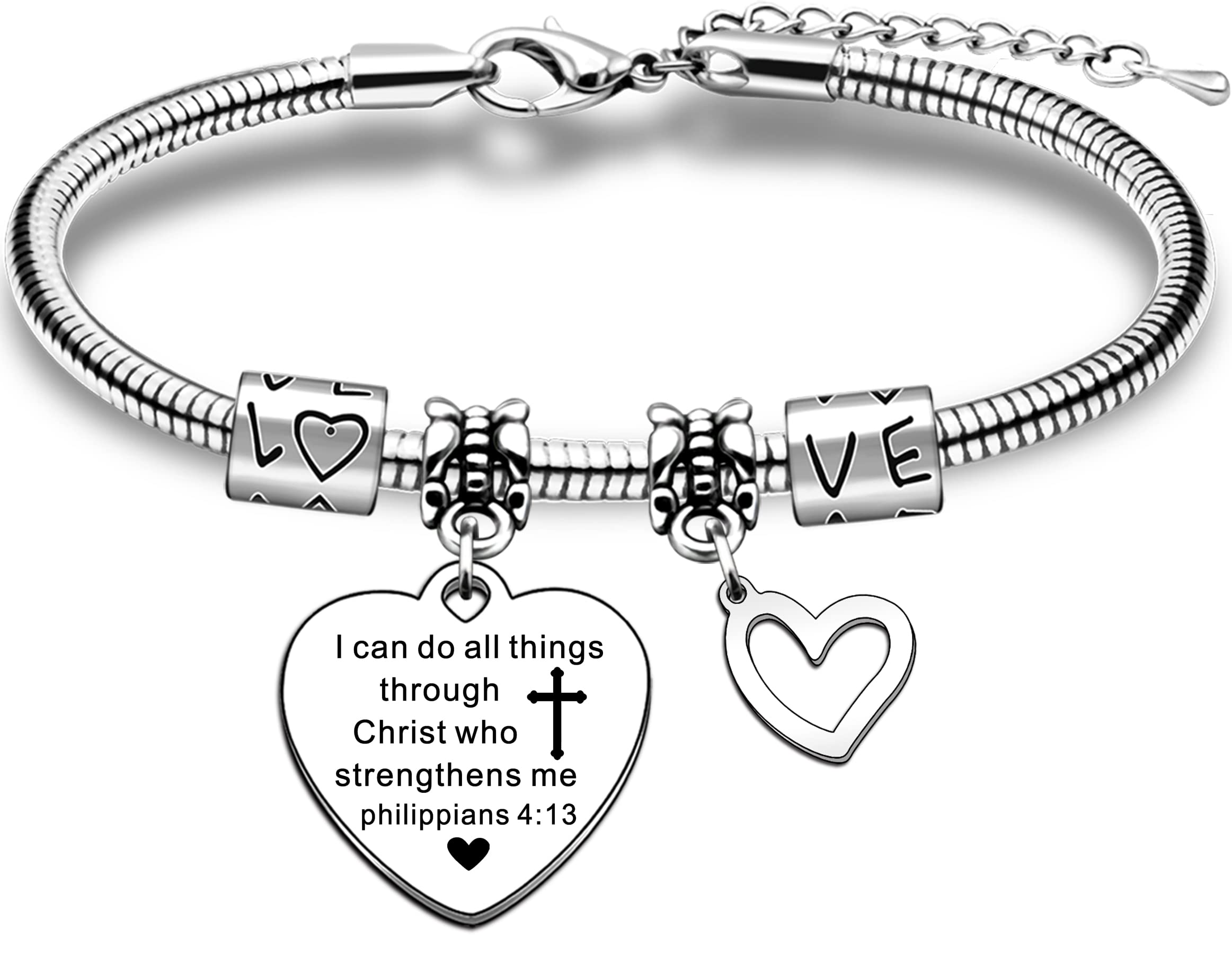 AMZQChrist Gifts Christ Bracelet for Women Bible Verse Inspirational Christian Bracelet for Family Friends Colleagues