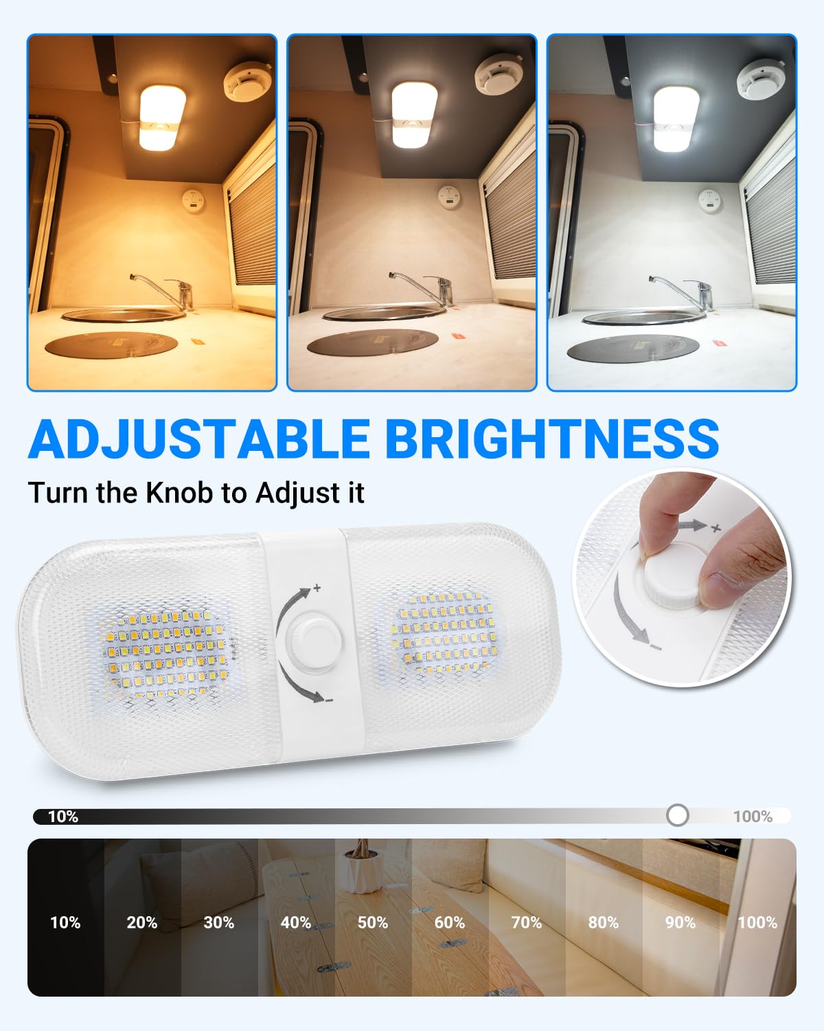 SUPAREE Plafoniera LED 12V Camper con Dimmer 3 Colori 2700K-6500K