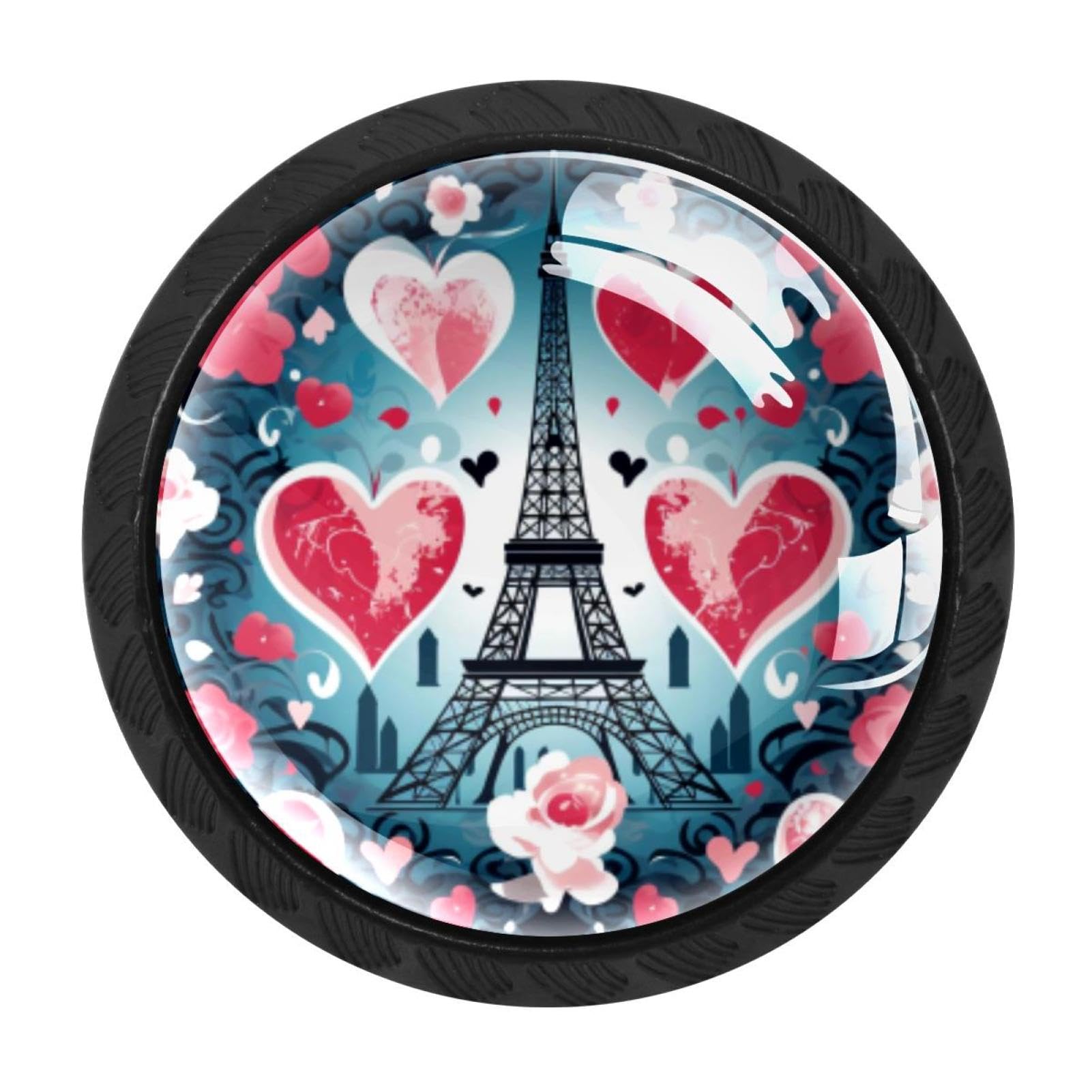 Chenzzzz Multicolored 10 4 Pack Eiffel Tower Valentine's Day Kitchen Cabinet Knobs Drawer Knobs Dresser Knobs Matte Black Zinc Knobs Drawer Pulls Door Knobs Dresser Drawer Handles Knobs For Dresser Drawers