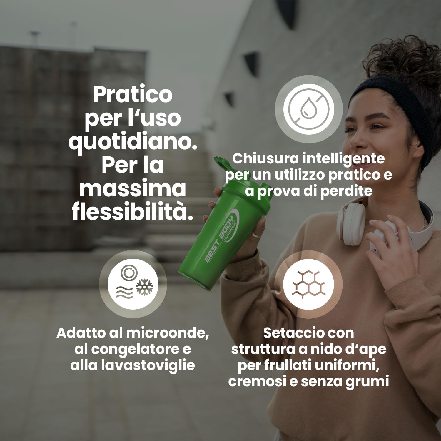 Best Body Eiweiß-Shaker Edition Frullati Verde - Capacità: 700 ml